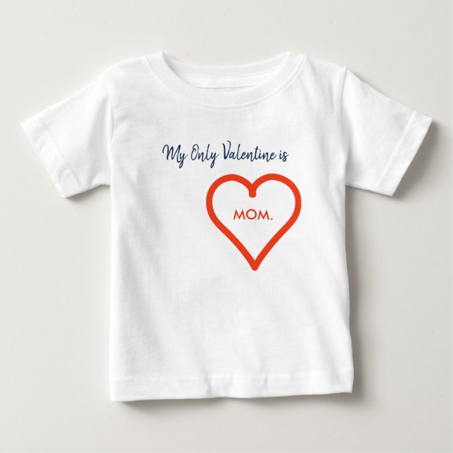 Valentine's Day Red Heart Personalized Name Text Baby T-Shirt (Front)