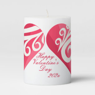 Valentine's Day Red Heart Pillar Candle