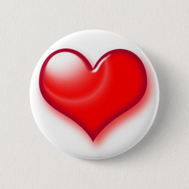 Valentine's Day Red Heart Pinback Button (Front)