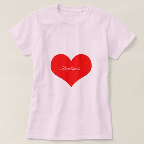 Valentines Day Red Heart Pink Monogram Cute  T_Shirt