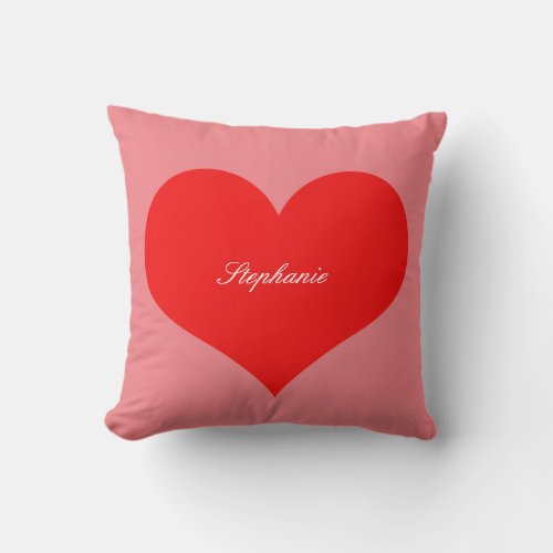 Valentines Day Red Heart Pink Monogram Cute Throw Pillow