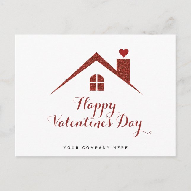  Valentine's Day Red Heart Realty House  Postcard (Front)