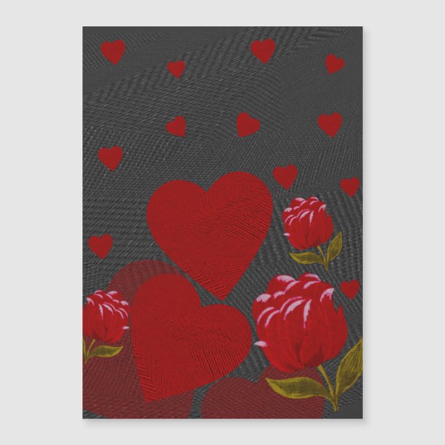 Valentine's day, red heart, red rose on gray  (Front)