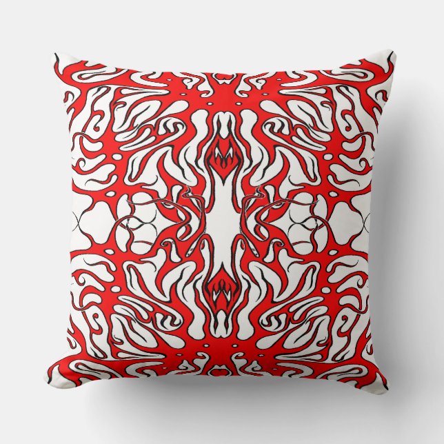 Valentine's Day Red Heart Tribal Tattoo Throw Pillow (Front)