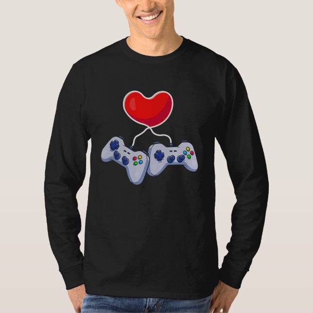 Valentines Day Red Heart Video Game  Love Gamer Bo T-Shirt (Front)