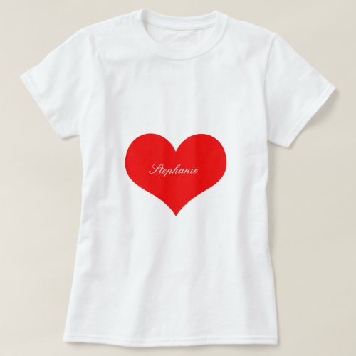 Valentines Day Red Heart White Monogram Custom T_Shirt