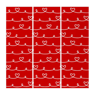valentines day red hearts abstract triptych