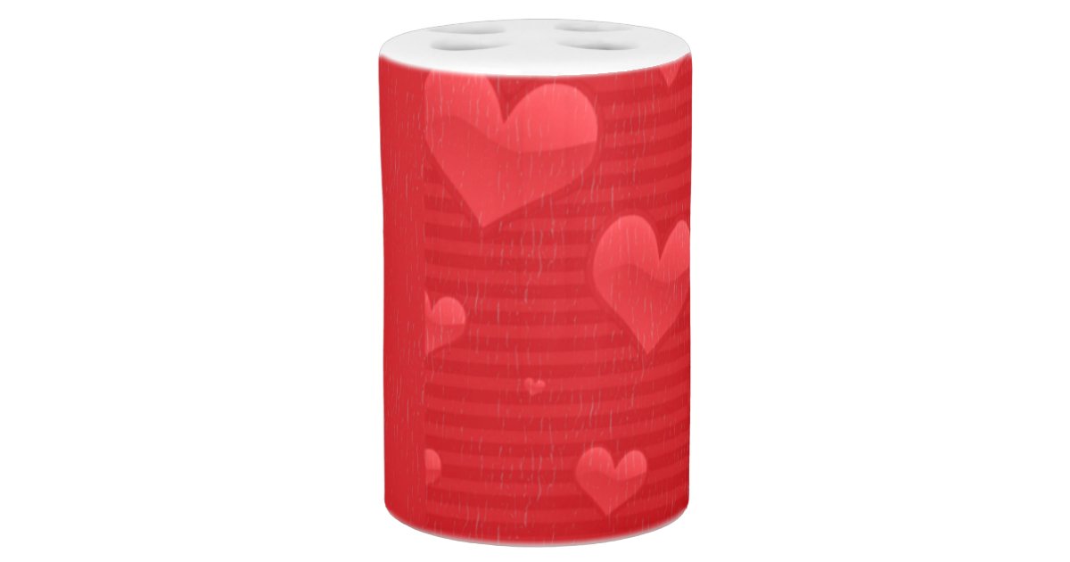 Valentine's Day Red Hearts and Stripes Grungy Soap Dispenser And