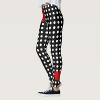 Valentine's Day Red Heart Black Leggings