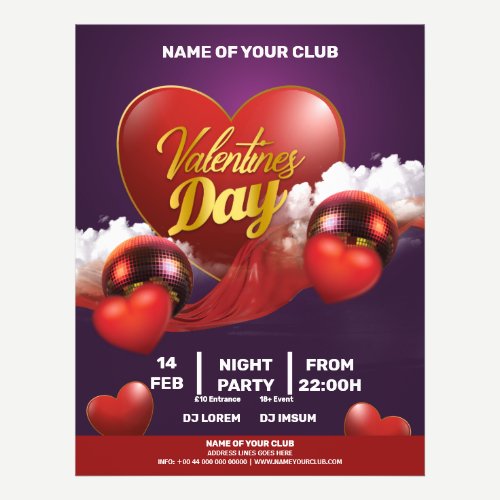 Valentines Day Red Hearts Flyer