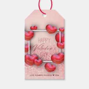 Valentine's Day Red Hearts Glitter - Gift Tag