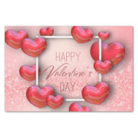 Valentine's Day Red Hearts Glitter Tissue Paper