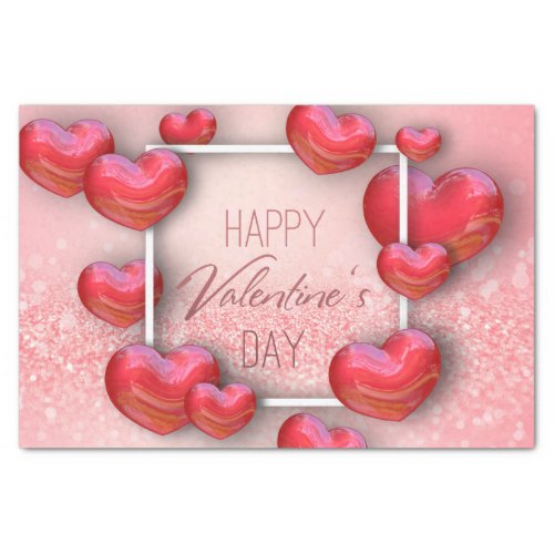 Valentines Day Red Hearts Glitter Tissue Paper