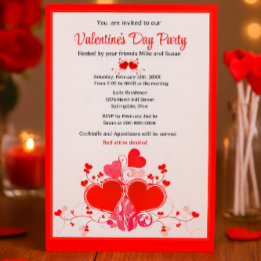 Valentine's Day Red Hearts Holiday Party Invitation