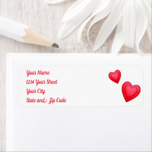 Valentine's Day Red Hearts Label