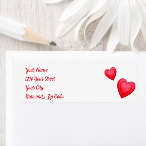 Valentines Day Red Hearts  Label