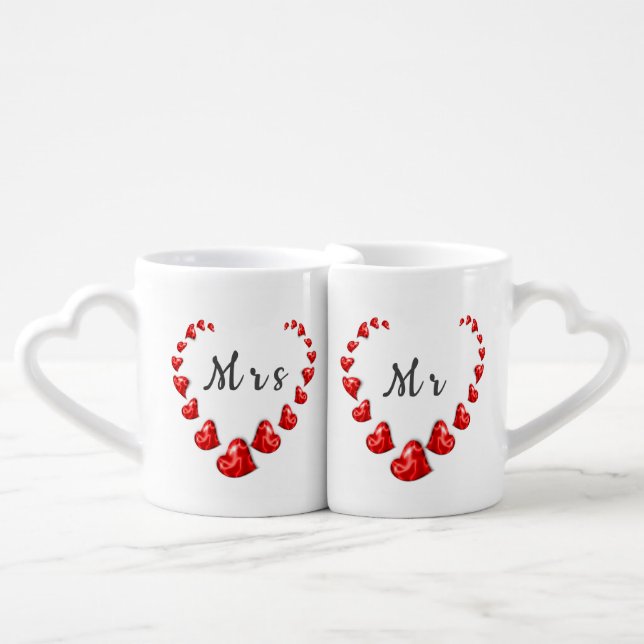  Valentines day red hearts love  Coffee Mug Set (Front Nesting)