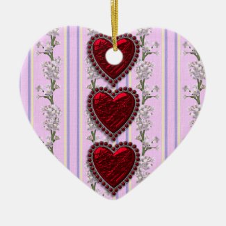 Valentine's Day Red Hearts on Pink