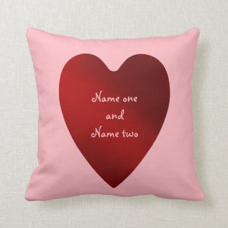 Valentines Day red hearts pattern couples names Throw Pillow