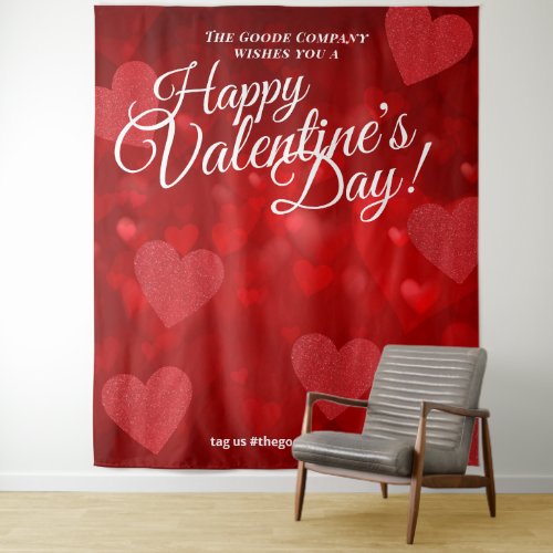 Valentines Day Red Hearts  Photo Selfie Backdrop