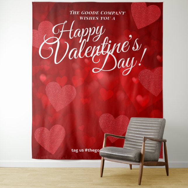 Valentines Day Red Hearts | Photo Selfie Backdrop (In Situ)