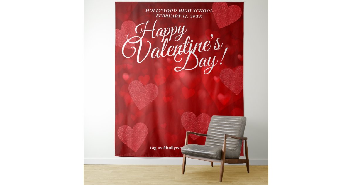 Valentines Day Red Hearts | Photo Selfie Backdrop | Zazzle