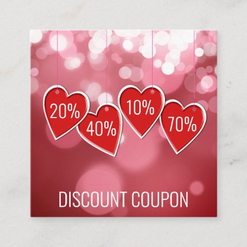 Valentines Day Red Hearts Promotional Discount Card