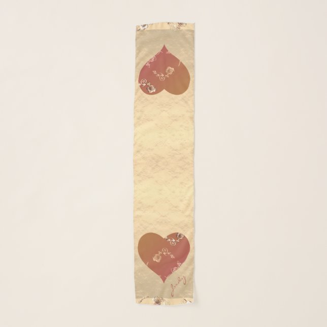 Valentine's Day Red Hearts & Rose  Scarf (Front)
