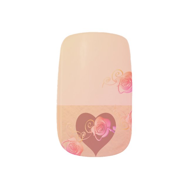 Valentine's Day Red Hearts & Roses Minx Nail Art (Right Thumb)