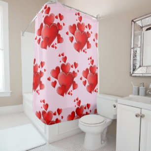 Valentine's Day Red Hearts Shower Curtain