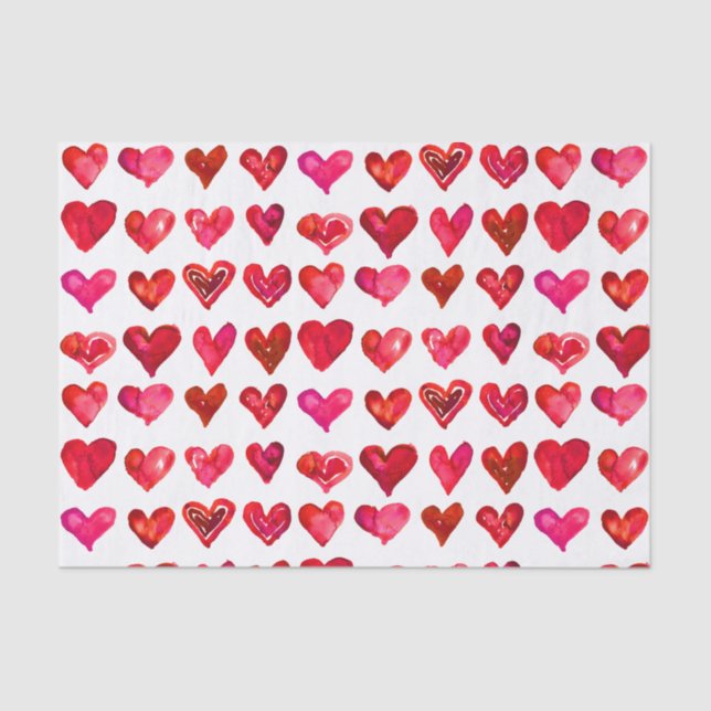 Valentine's Day Red Hearts Tissue Paper (Front)