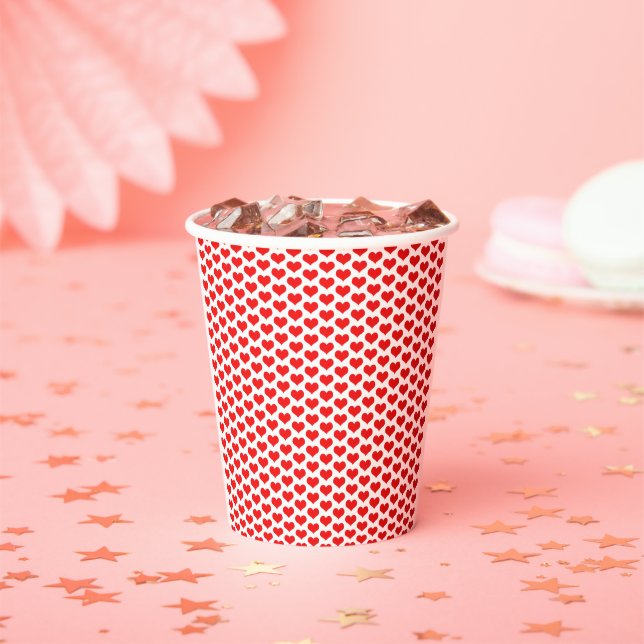 Valentine's Day Red Heat Patterns Weddings Bridal  Paper Cups (Insitu)