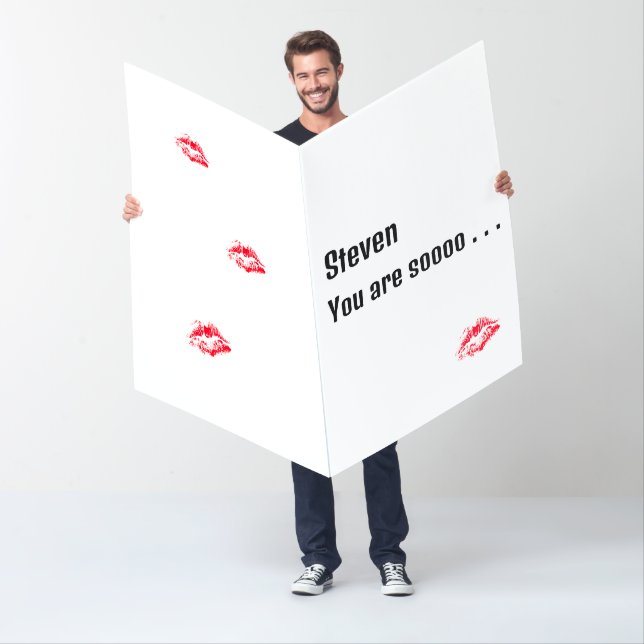 Valentine's Day Red Kiss Husband Personalized Big Card (In Situ)