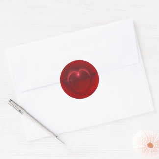 Valentine's Day Red Lighted Heart Art Classic Round Sticker