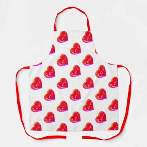 Valentines Day Red Love Heart   Apron
