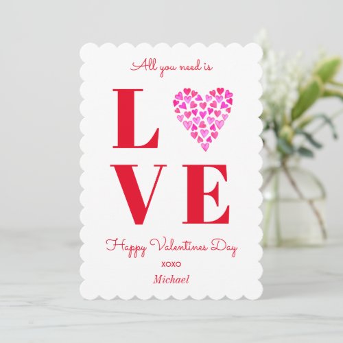 Valentines Day Red Love Heart Bold Holiday Card