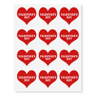 VALENTINE'S DAY Red Love Heart Temporary Tattoos