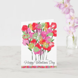 Valentines Day Red Pink Flower Bouquet Card