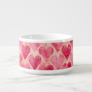 Valentine's Day, Red Pink Love Heart Pattern Bowl