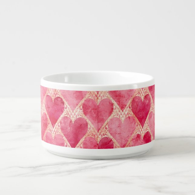 Valentine's Day, Red Pink Love Heart Pattern Bowl (Center)