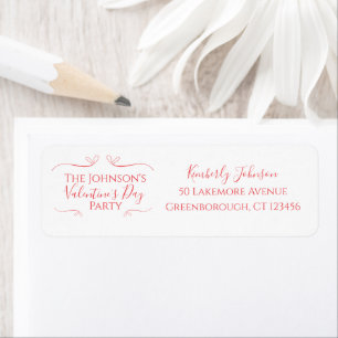 Valentines Day Red Pink Party Return Address Label