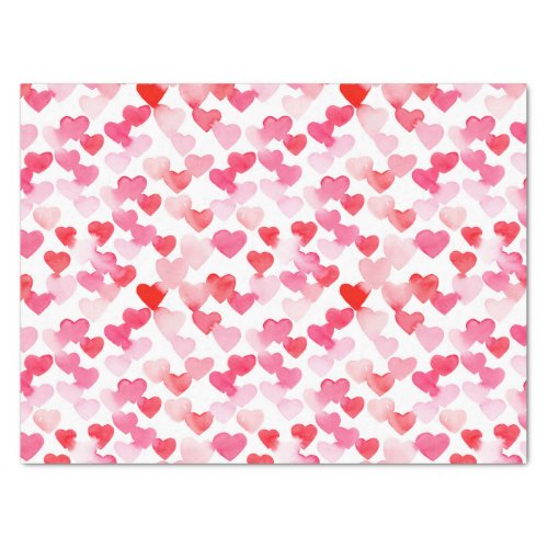 Valentines Day Red  Pink Watercolor Hearts Tissue Paper