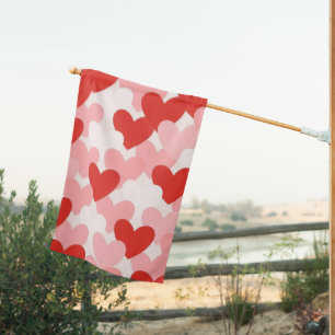 Valentine's Day red/pink/white heart pattern House Flag
