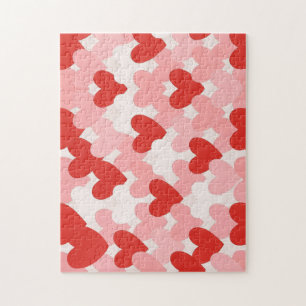 Valentine's Day red/pink/white heart pattern Jigsaw Puzzle