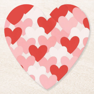 Valentine's Day red/pink/white heart pattern Paper Coaster