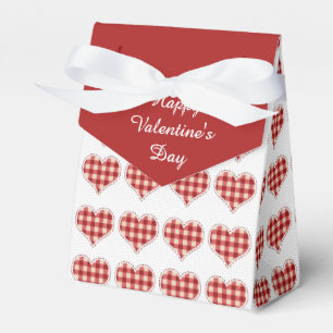 Valentine's Day Red Plaid Hearts Favor Boxes