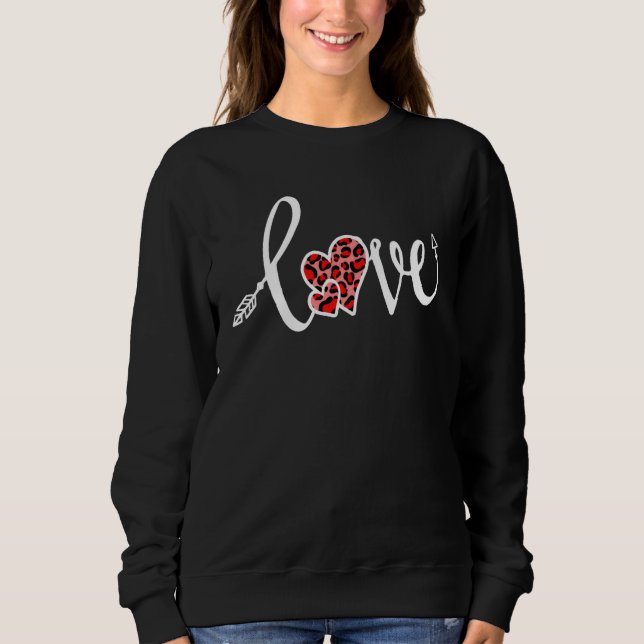 Valentines Day Red Plaid Love Heart Arrow Women Gi Sweatshirt (Front)