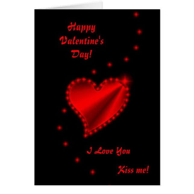 Valentine's Day  -Red Rainbow heart on black Cards (Front)