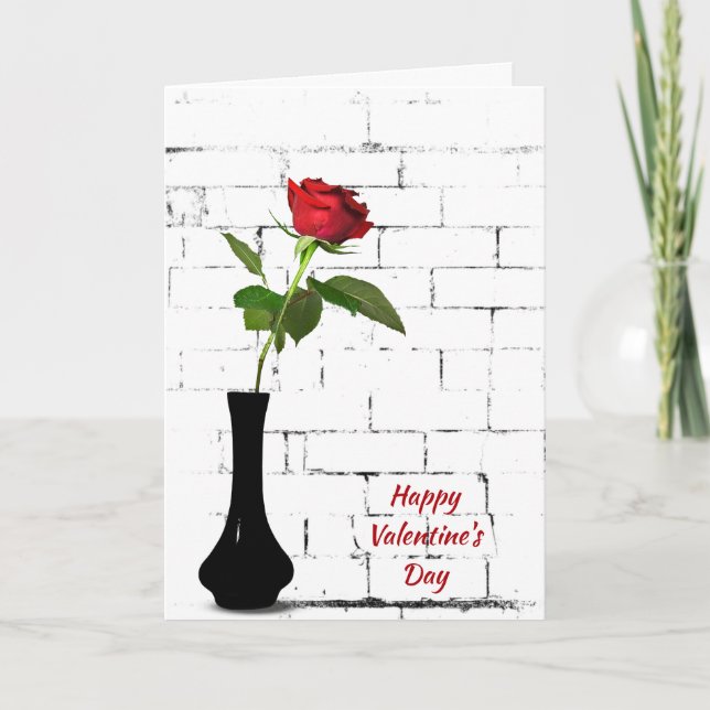 Valentine's Day Red Rose Card (Front)