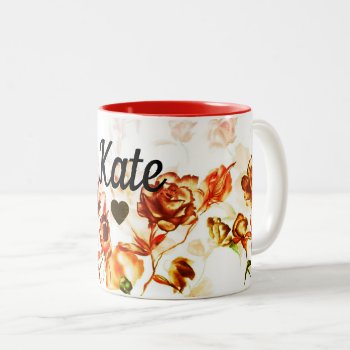 Valentine's Day Red Rose Custom Name Mug Cup Tea by Frasure_Studios at Zazzle